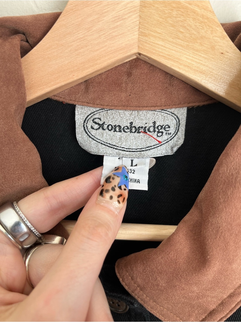 Vintage 90s Stonebridge Western Stud Rivet Pocket Cotton Vest Black Tan NEW Lrg - Picture 4 of 5